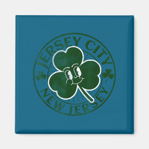 Jersey City New Jersey Irish Shamrock Nj Retro Sou Magnet