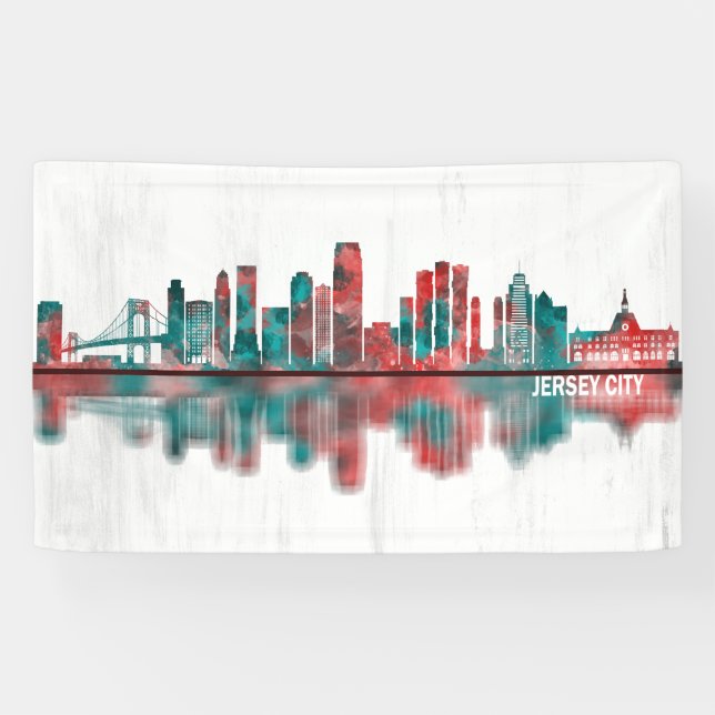Jersey city New Jersey Skyline Banner (Horizontal)
