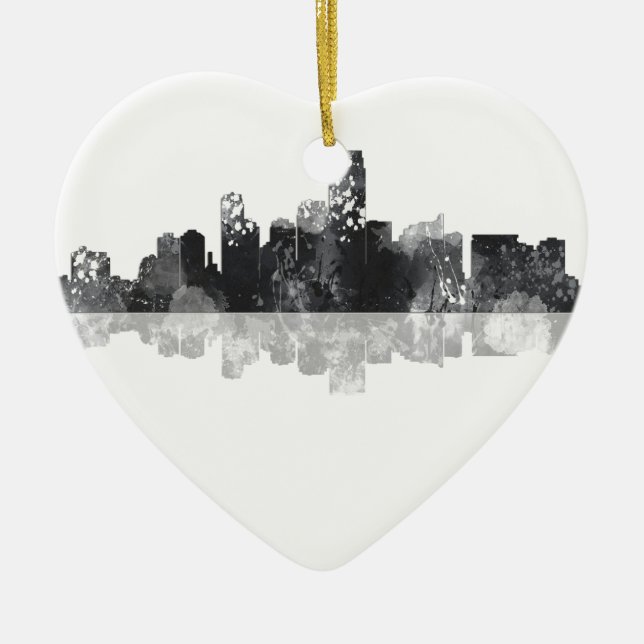 JERSEY CITY, NEW JERSEY SKYLINE CERAMIC TREE DECORATION (Front)
