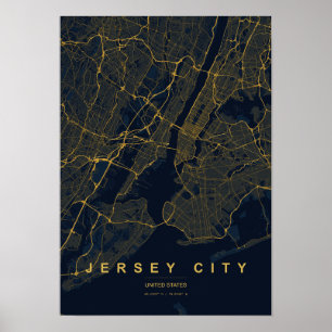 Jersey City New Jersey Stylised Map Print
