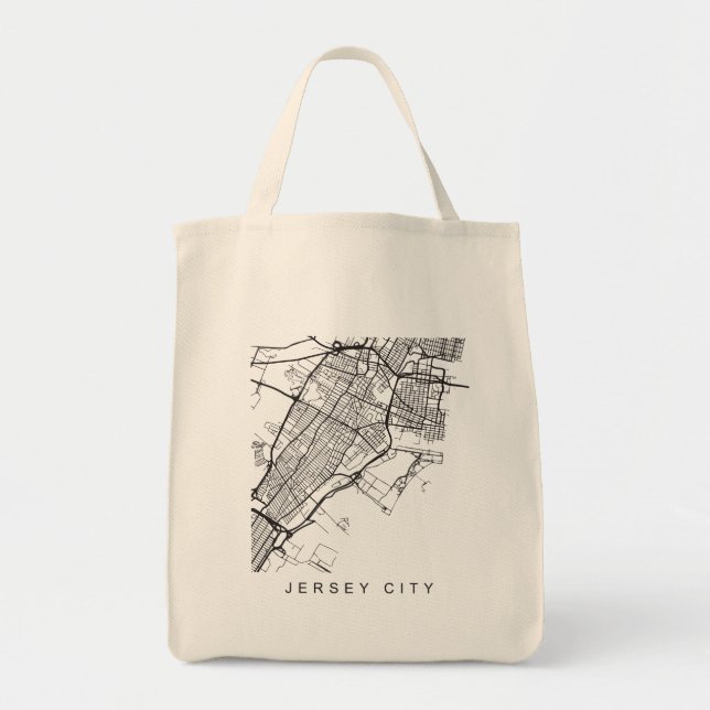 Jersey City NJ Minimalist City Street Map Dark Tote Bag (Front)