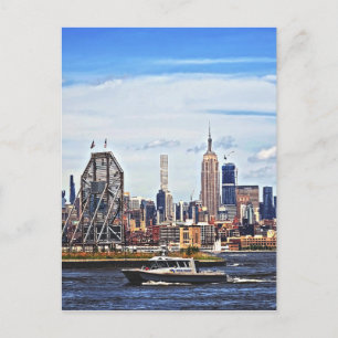 Jersey City NJ - Police Boat By Colgate Clock Postcard