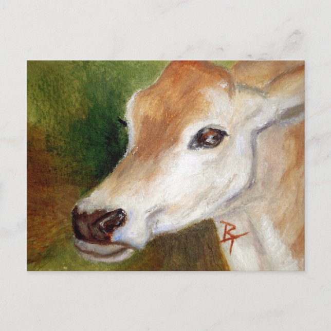 Jersey Cow aceo Postcard (Front)