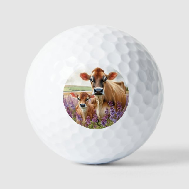 Jersey Cow and Calf Wildflower Golf Balls (Front)
