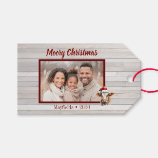 Jersey Cow, Barn Wood, Photo "Moory Christmas"  Gift Tags