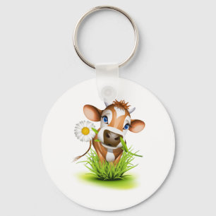 Jersey cow in grass key ring