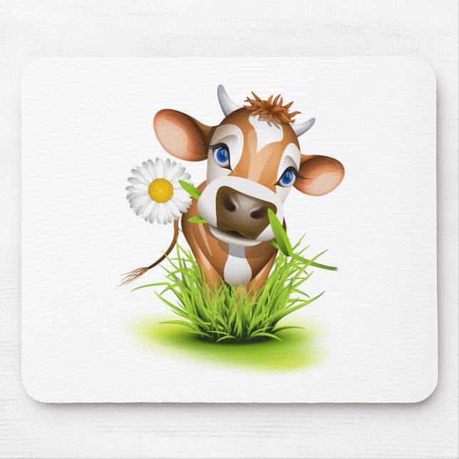 Jersey cow in grass mouse mat (Front)