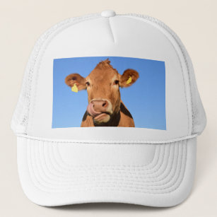 Jersey Cow Licking its Nose Trucker Hat