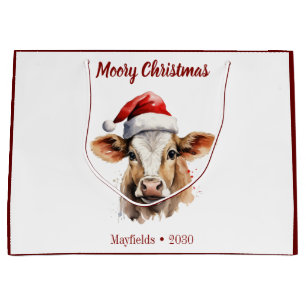 Jersey Cow "Moory Christmas" Large Gift Bag