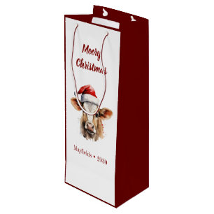 Jersey Cow "Moory Christmas"  Wine Gift Bag