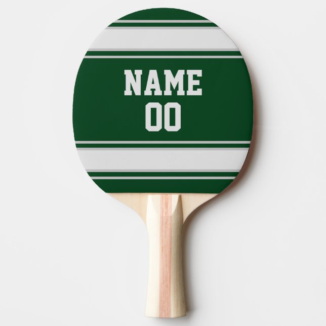 Jersey Dark Green and Grey Personalised Ping Pong Paddle (Front)