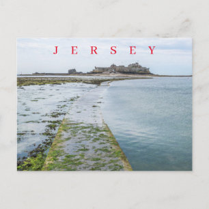 Jersey Elizabeth Castle causeway view postcard
