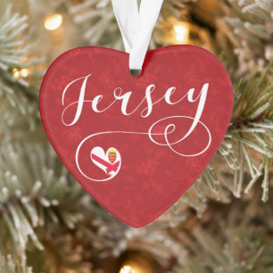 Jersey Flag Heart, Channel Islands Ornament
