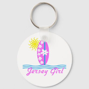 Jersey Girl baby Bodysuit Pink Surfboard W/Sun Key Ring