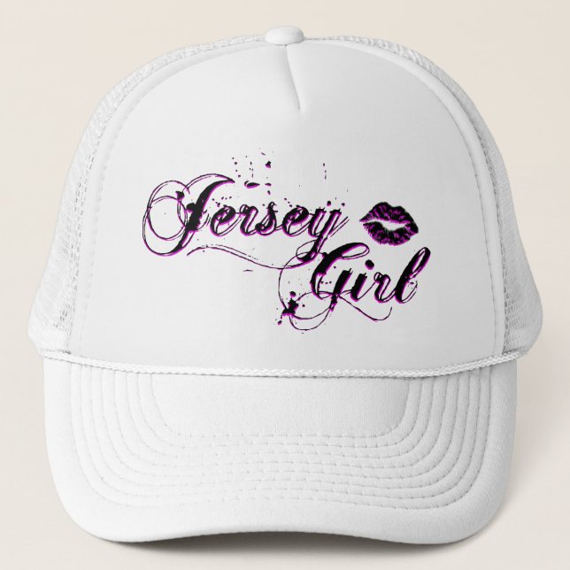 Jersey Girl White Baseball Cap (Front)