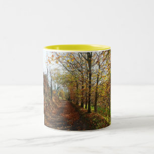 Jersey lane in autumn Two-Tone coffee mug