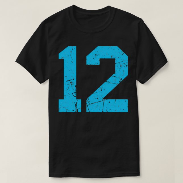 Jersey Lucky Number #12 Sports Uniform Sky Blue Vi T-Shirt (Design Front)