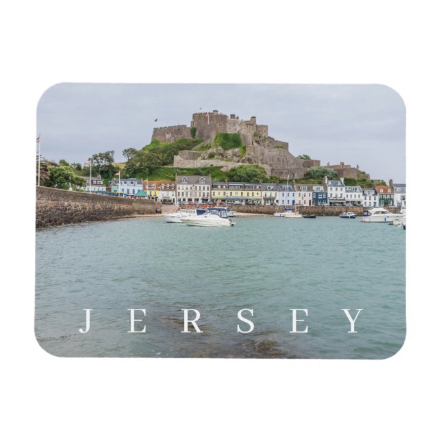 Jersey Mont Orgueil Castle view fridge magnet (Horizontal)