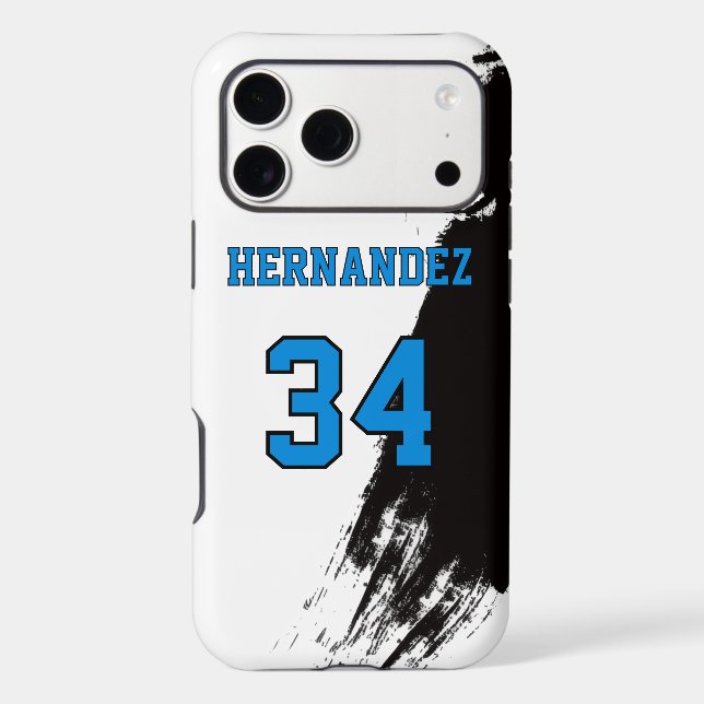 Jersey Name Number White Black Paint Light Blue (Back)