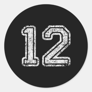 Jersey Number 12 Twelve Football Number Sport Gift Classic Round Sticker