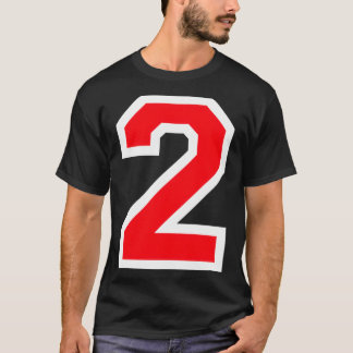 Jersey Number #2 Two Athletic Style Sports Player  T-Shirt