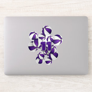 jersey number cluster of purple white basketballs