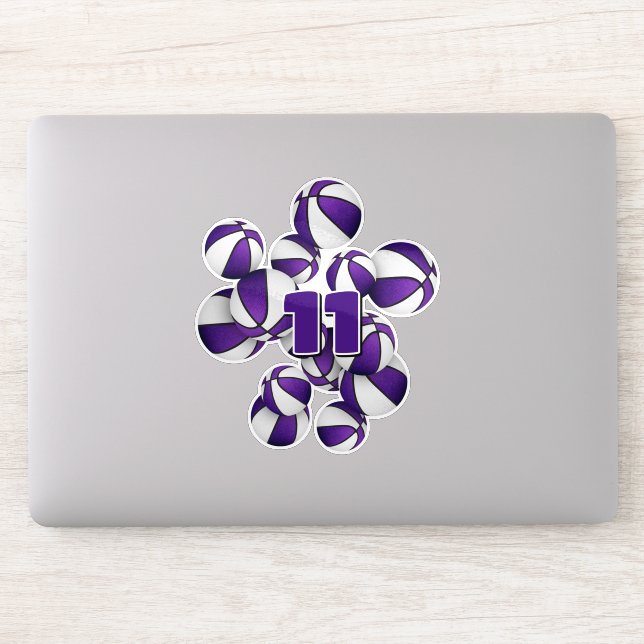 jersey number cluster of purple white basketballs (Computer)