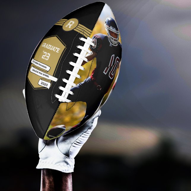 Jersey Number | Gold Graduation Monogram American Football (Creator Uploaded)