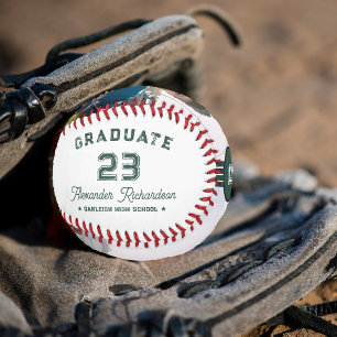 Jersey Number Green Graduation Monogram Baseball