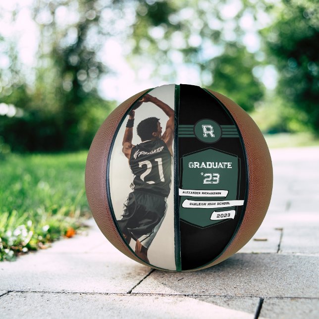 Jersey Number | Green Graduation Monogram Basketball (Creator Uploaded)