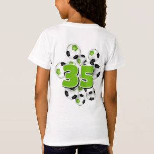 jersey number group of soccer balls bright green T-Shirt