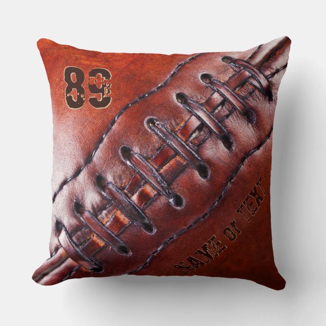 Jersey Number, Name Cool Vintage Football Pillow (Front)