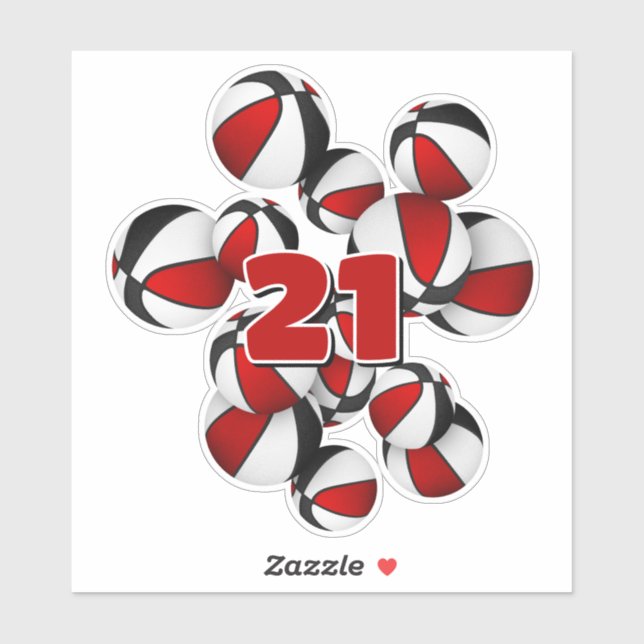 jersey number on cluster of red black basketballs (Sheet)