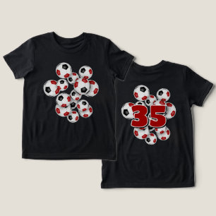 jersey number on group of soccer balls red Tri-Blend shirt