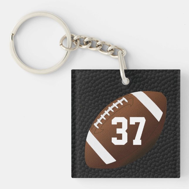 Jersey NUMBER or MONOGRAM Football Keychains (Front)