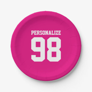 Jersey number paper plates for sports birthday