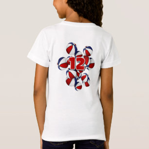 jersey number red white blue basketballs T-Shirt