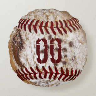 Jersey NUMBER Round Dirty Baseball Pillows