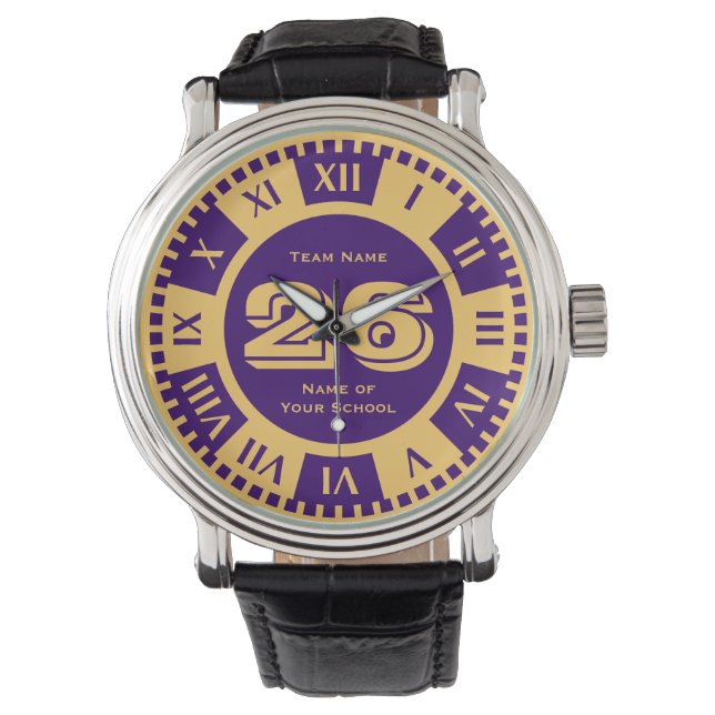 Jersey Number Royal Purple and Gold Varsity Colour Watch (Front)