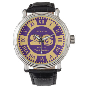 Jersey Number Royal Purple and Gold Varsity Watch