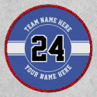 Jersey number, team and player name blue and white
