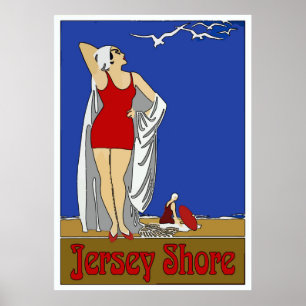 Jersey Shore Art Deco Vintage Poster