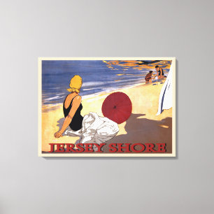 Jersey Shore Beach Family Bathing Canvas Print