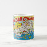 Jersey Shore Illustrated Map Coffee Mug<br><div class="desc">A vintage,  very colourful postcard map of the Ocean County New Jersey shore repurposed on a mug or glass ware.</div>
