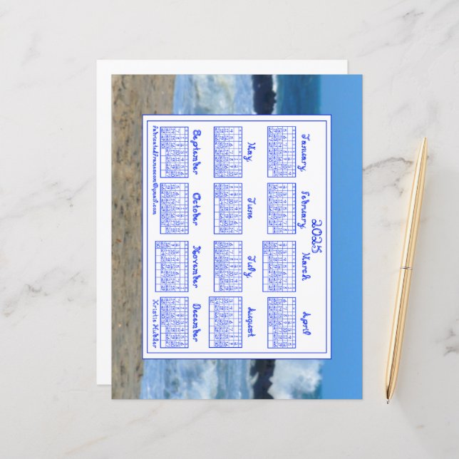 Jersey Shore Photo 2025 Calendar with Fabric Font (Front/Back In Situ)