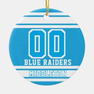 Jersey Sport Style   DIY Text   Baby Blue 2 Ceramic Tree Decoration