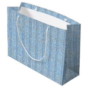 Jersey Stripe Knit Pattern in Baby Blue Large Gift Bag