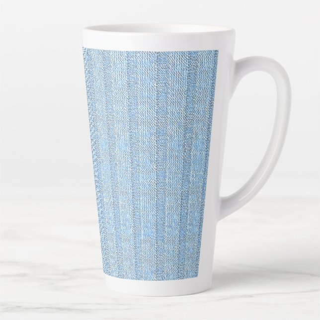 Jersey Stripe Knit Pattern in Baby Blue  Latte Mug (Right)