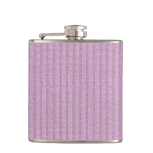 Jersey Stripe Knit Pattern in Powder Pink Hip Flask