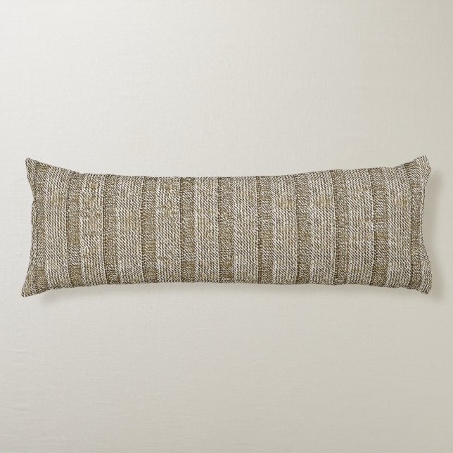 Jersey Stripe Knit Pattern in Soft Beige Body Cushion (Front)